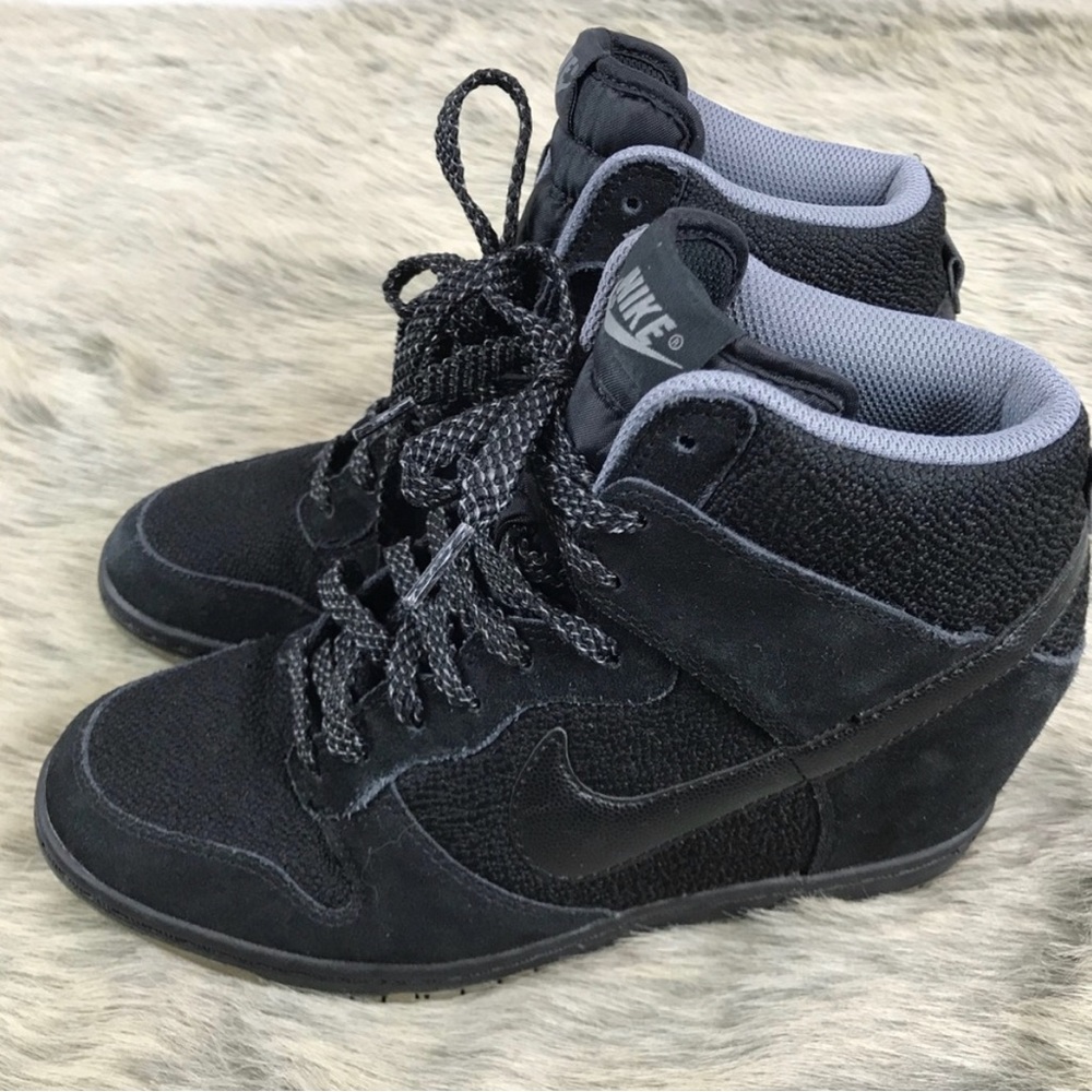 Nike Dunk Sky Hi 644877-006 Black Wedge Sneakers